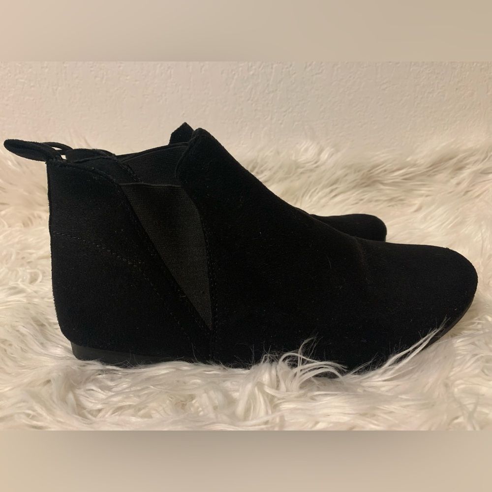 Black Suede Slip On Ankle Boots​